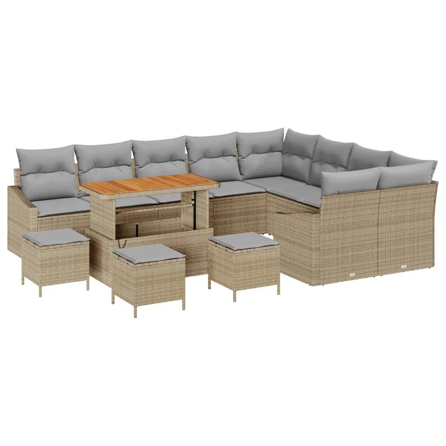 Ensemble de canapé de jardin 13 pcs Beige Poly rotin - 2