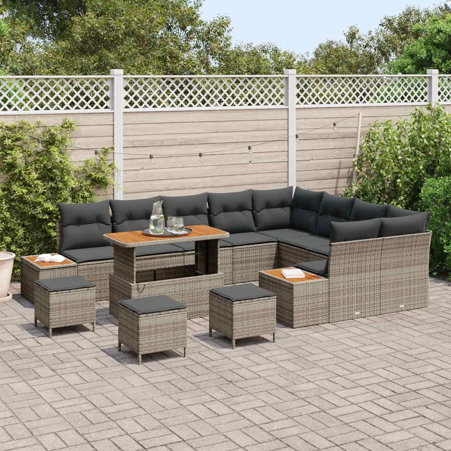 Ensemble de canapé de jardin avec coussin 13 pcs Gris - 3