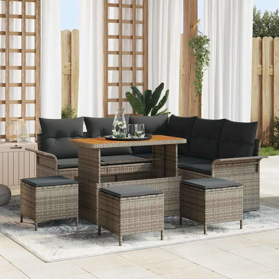 Ensemble de canapé de jardin avec coussin 9 pcs Gris