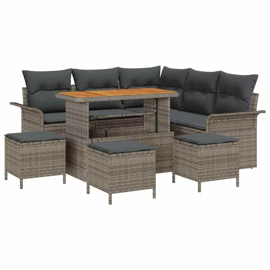 Ensemble de canapé de jardin avec coussin 9 pcs Gris - 2