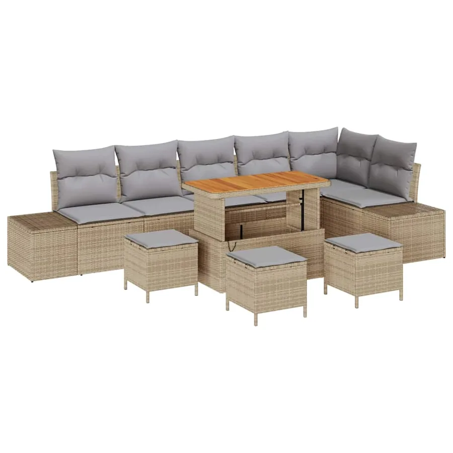Ensemble de canapé de jardin 10 pcs Beige Poly rotin - 2