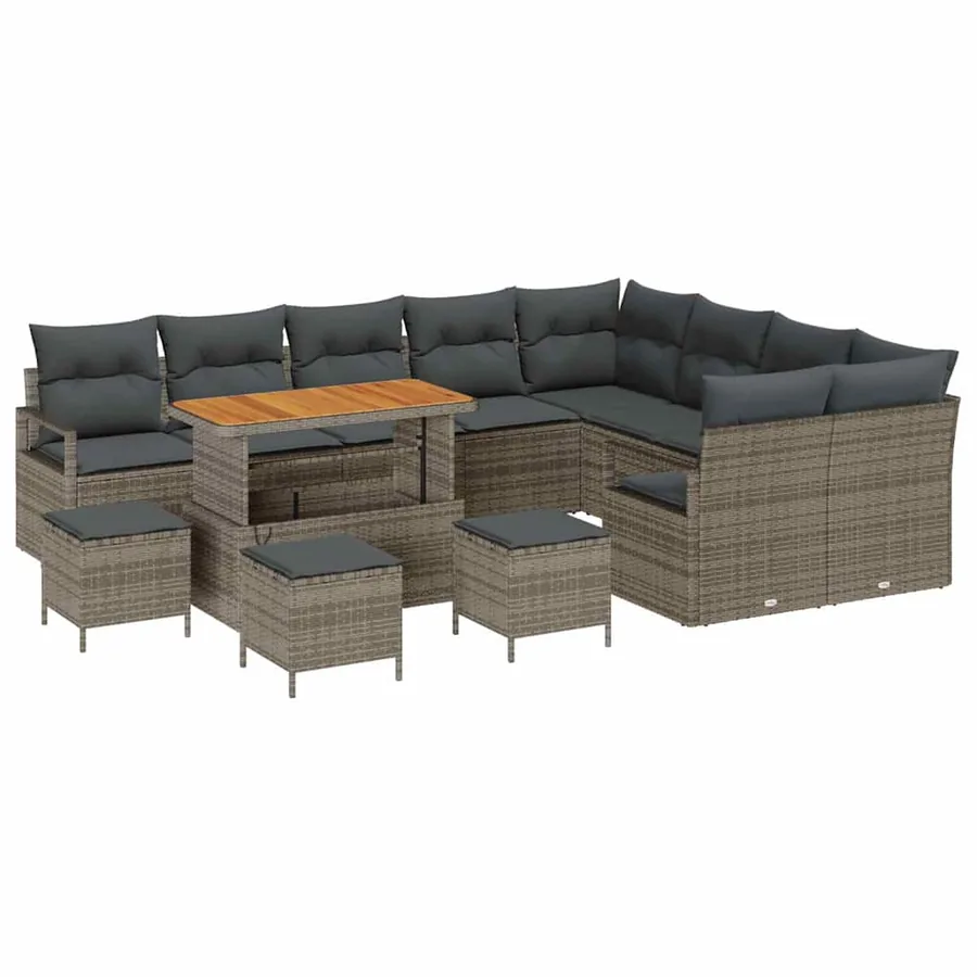 Ensemble de canapé de jardin avec coussin 13 pcs Gris - 2