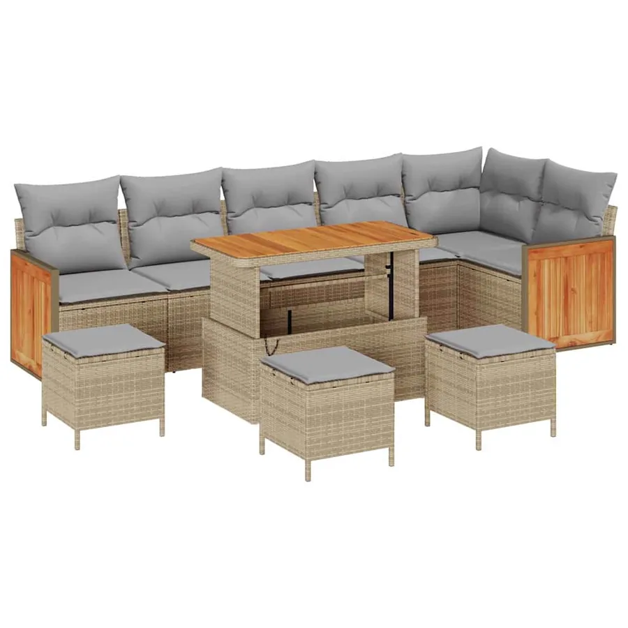 Ensemble de canapé de jardin 12 pcs Beige et Gris clair - 2