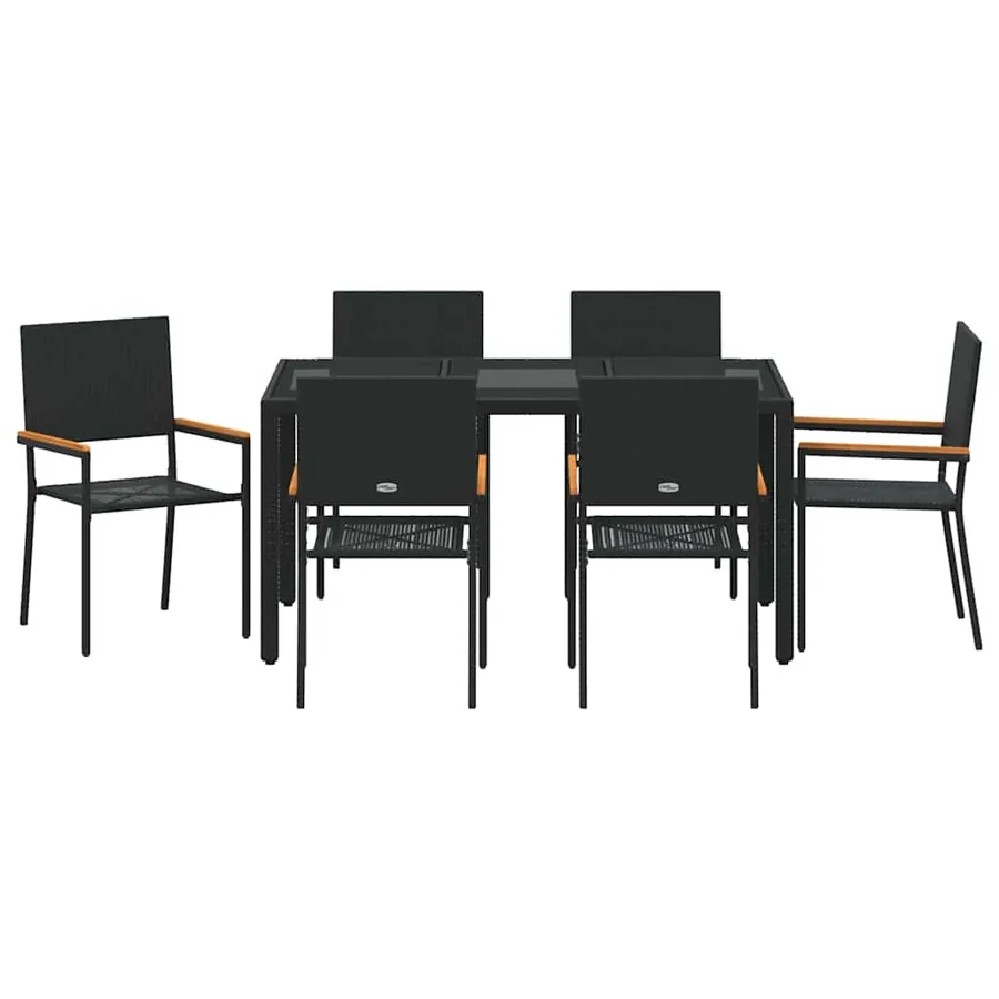 Ensemble de salle à manger pour jardin 7 pcs Noir polyrotin - 7