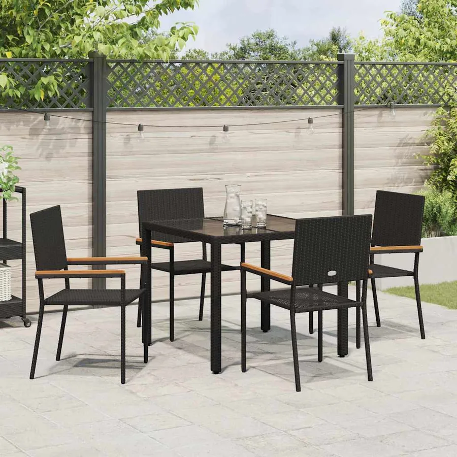Ensemble de salle à manger pour jardin 5 pcs Noir polyrotin - 4