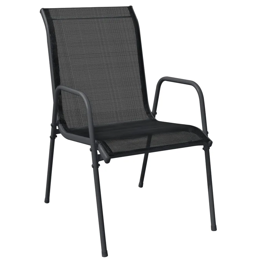 Ensemble à manger de jardin 7 pcs noir textilène et acier - 3