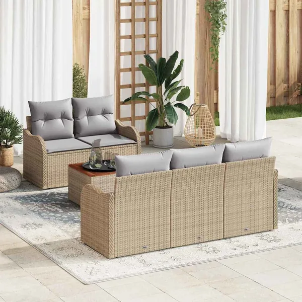 Ensemble de canapé de jardin 6 pcs Beige et Gris clair