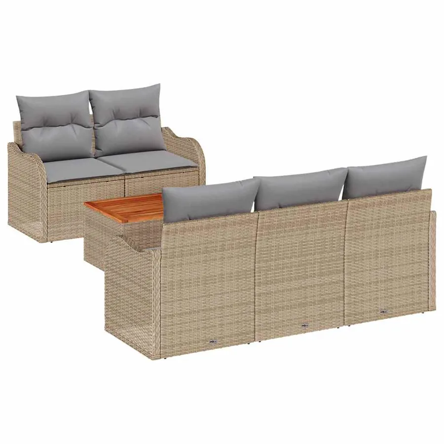 Ensemble de canapé de jardin 6 pcs Beige et Gris clair - 2