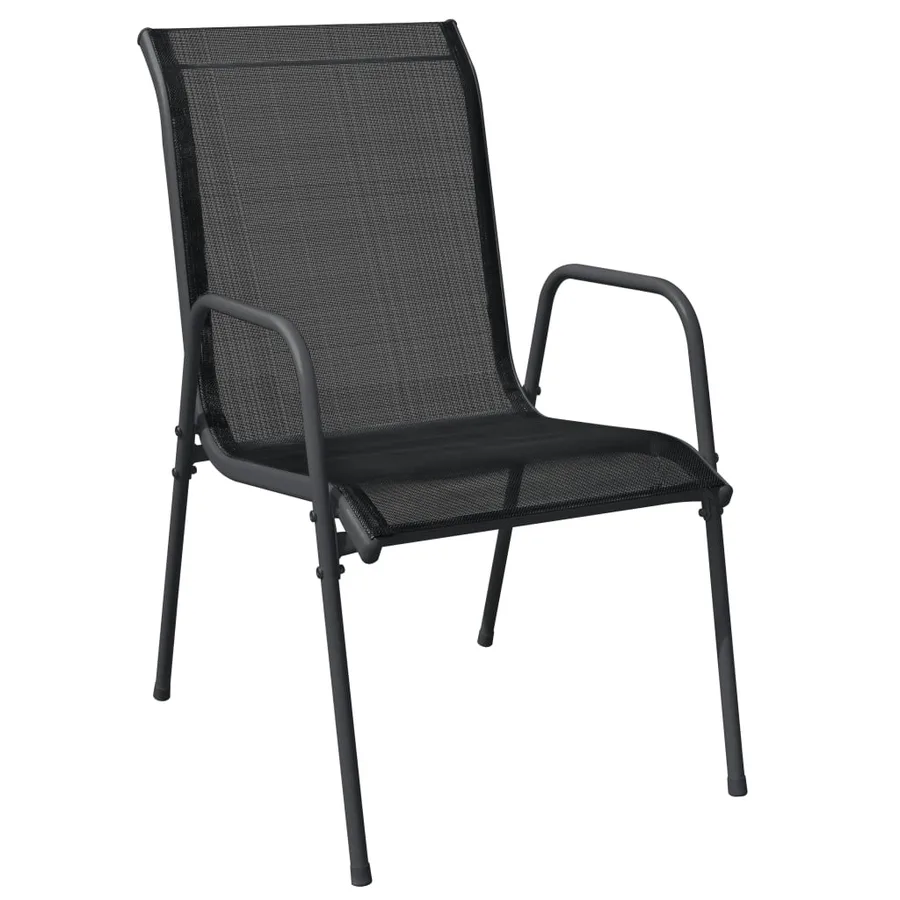 Ensemble à manger de jardin 5 pcs noir textilène et acier - 3