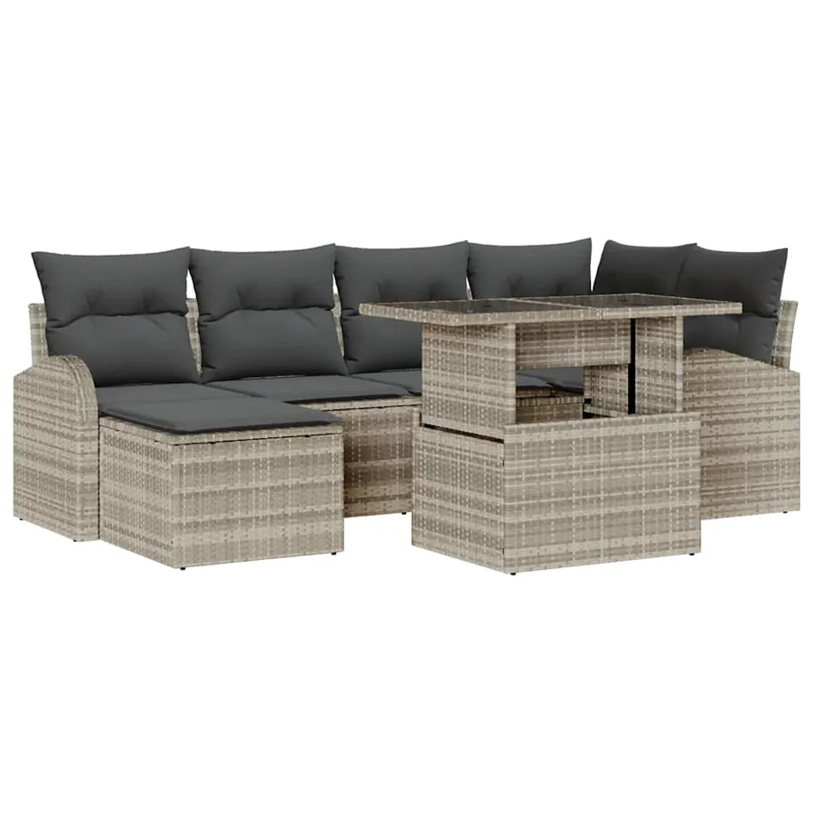 Ensemble de canapé de jardin avec coussin 7 pcs Gris clair - 2
