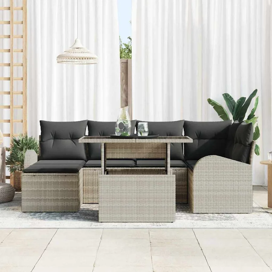 Ensemble de canapé de jardin avec coussin 7 pcs Gris clair - 3