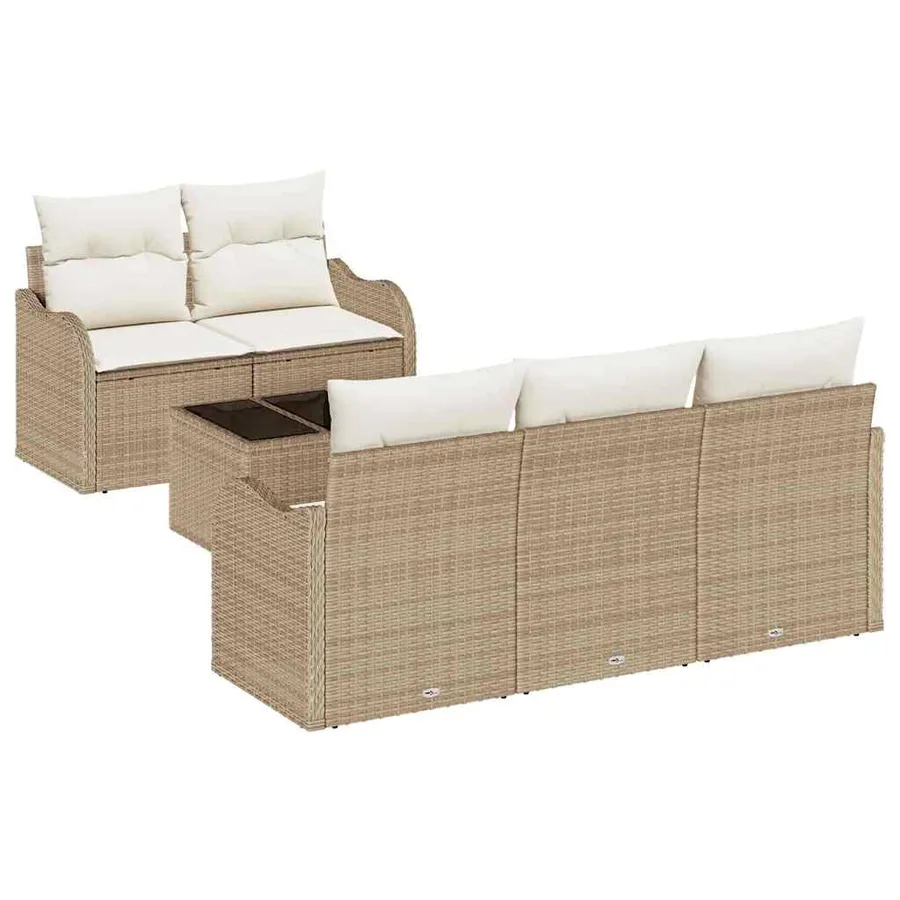 Ensemble de canapé de jardin avec coussin 6 pcs Beige et crème - 2