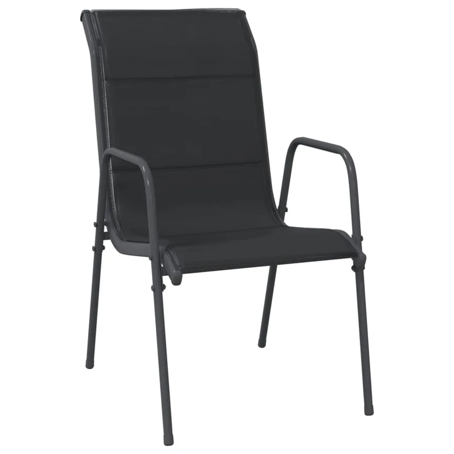 Ensemble à manger de jardin 7 pcs noir textilène et acier - 3
