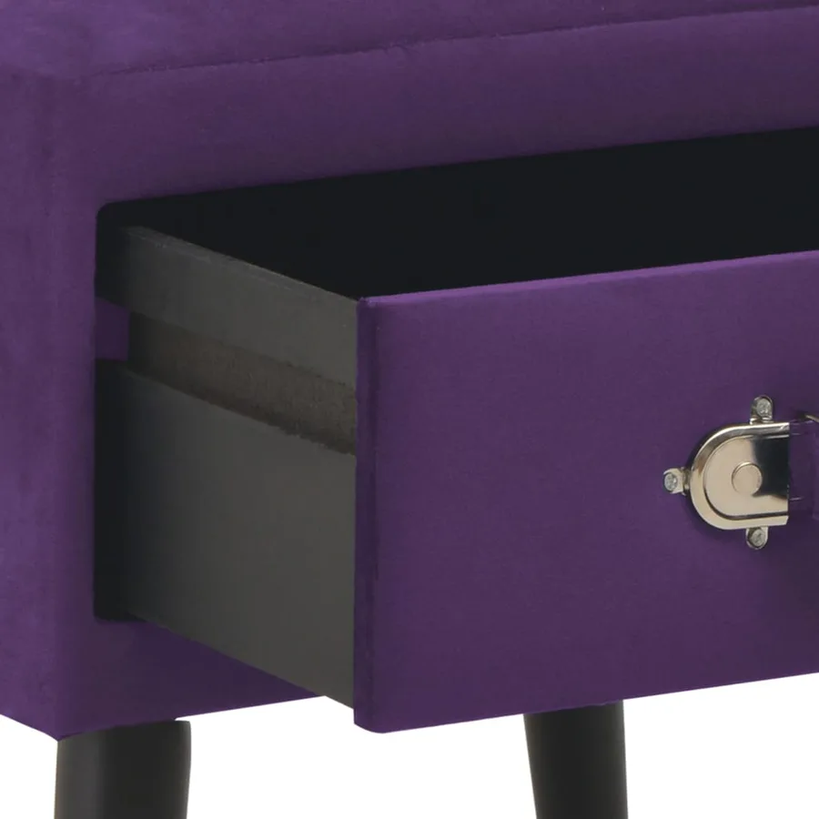 Table de chevet Violet foncé 40x35x40 cm Velours - 6