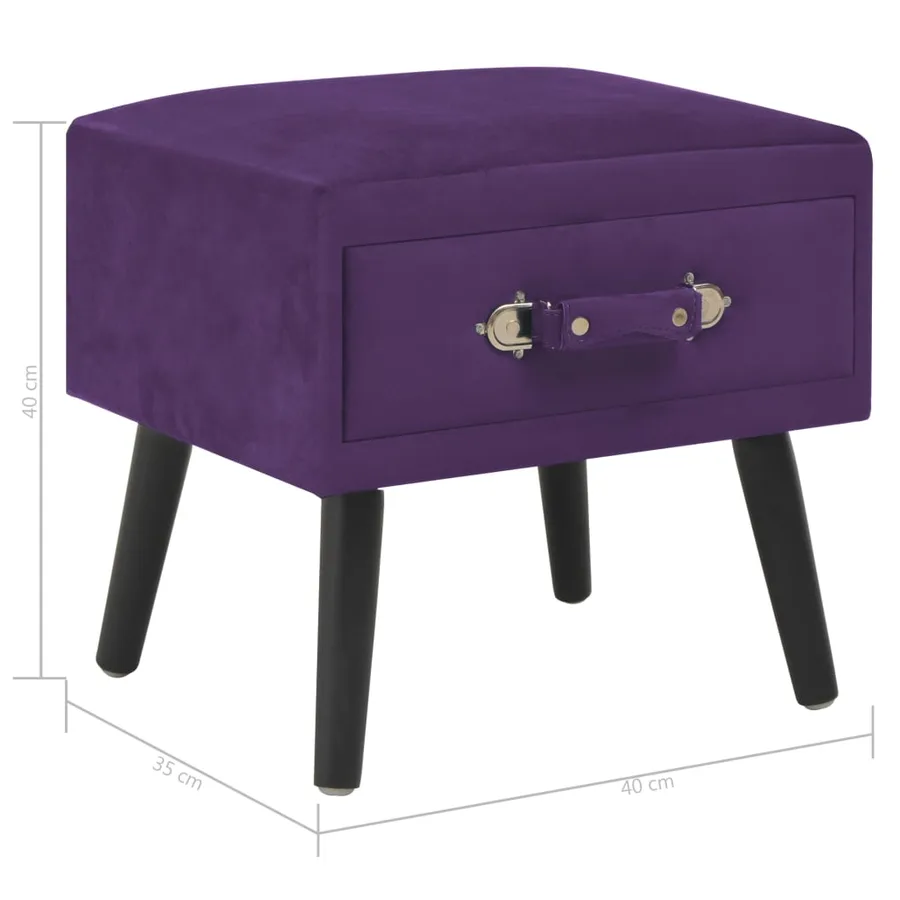 Table de chevet Violet foncé 40x35x40 cm Velours - 8