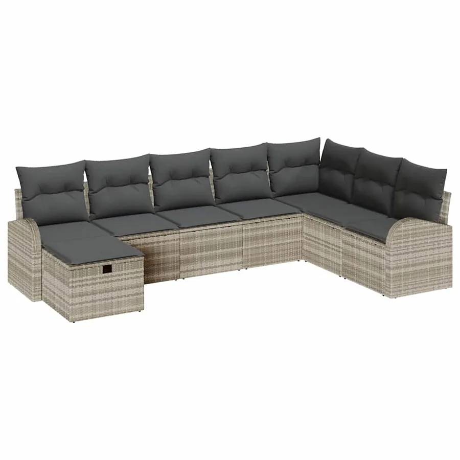 Ensemble de Canapés avec coussin Gris clair polyrotin - 2