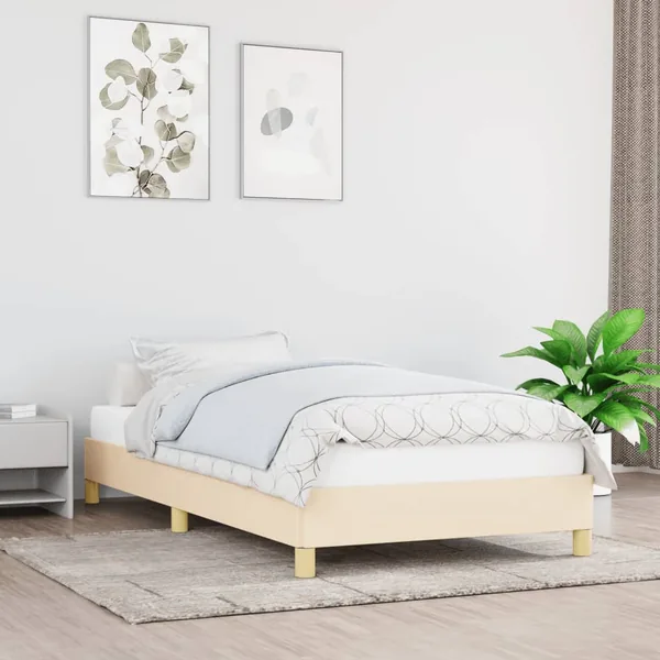 Cadre de lit sans matelas crème 80x200 cm tissu