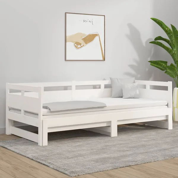 Lit coulissant sans matelas blanc 2x(80x200)cm