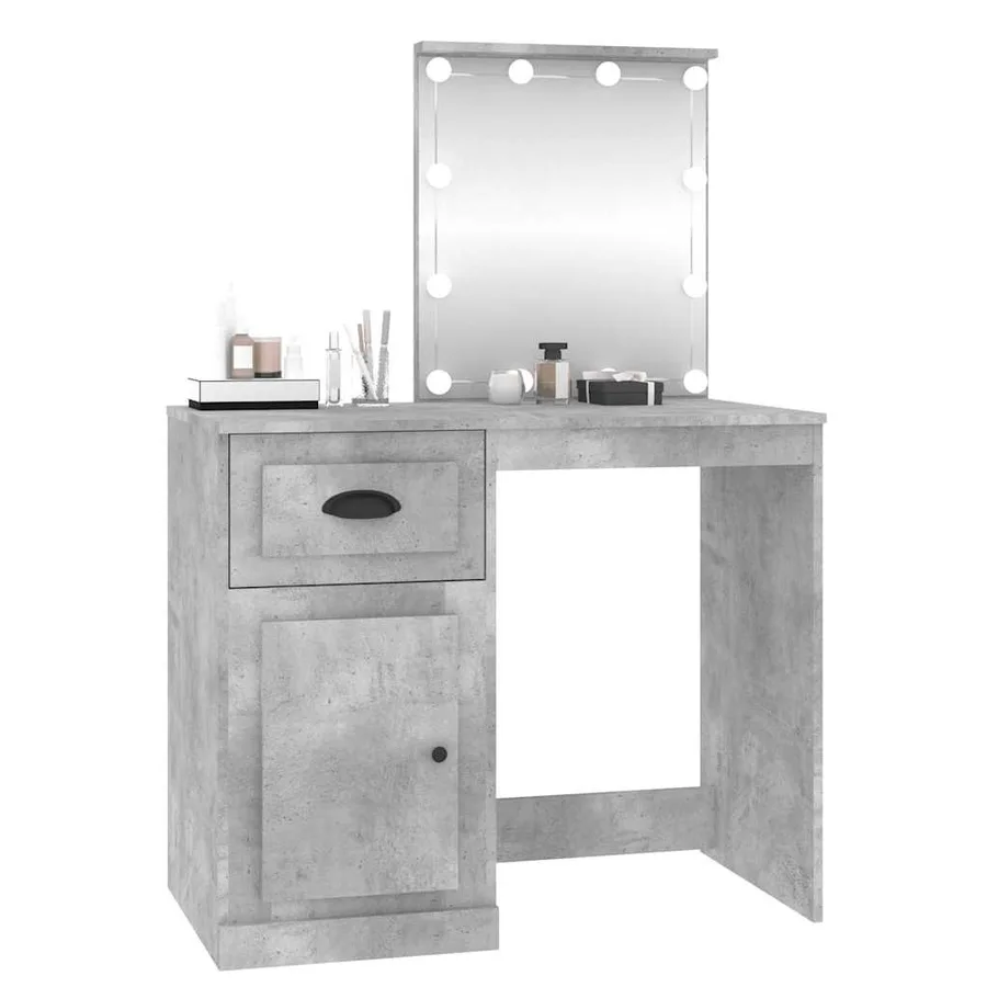 Coiffeuse avec LED gris béton 90x50x132,5 cm bois d'ingénierie - 4