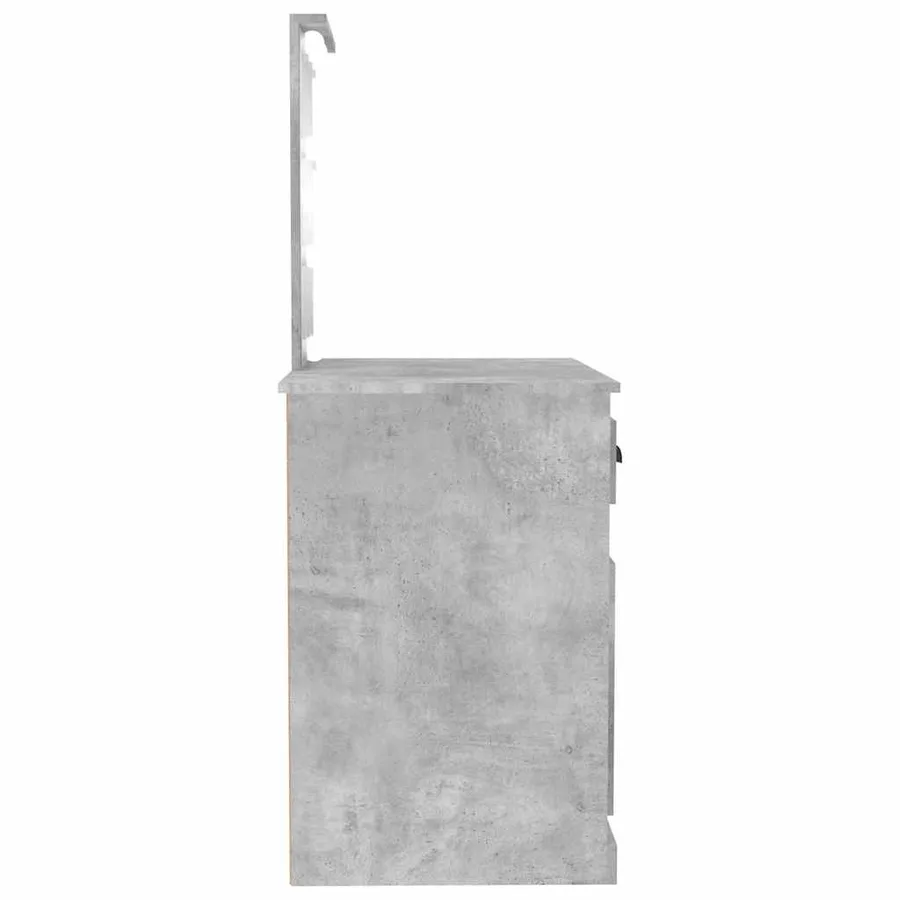 Coiffeuse avec LED gris béton 90x50x132,5 cm bois d'ingénierie - 8