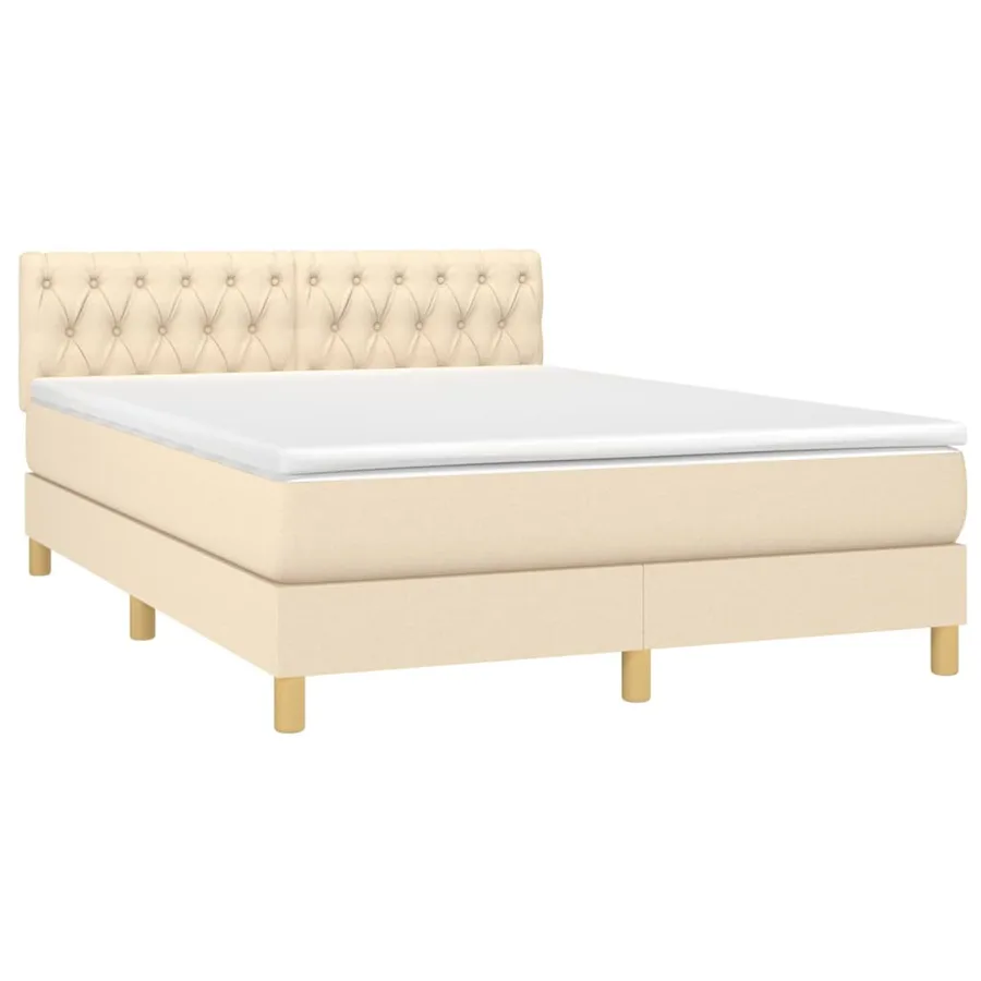 Sommier à lattes de lit avec matelas Crème 140x190 cm Tissu - 3
