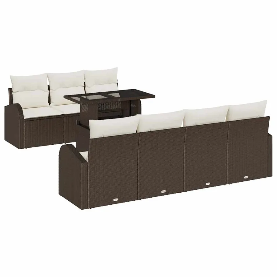 Ensemble de canapé de jardin 8 pcs Marron Poly Rattan - 2