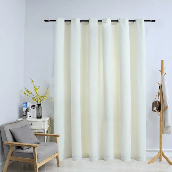 Rideau occultant avec anneaux en métal Velours Crème 290x245 cm