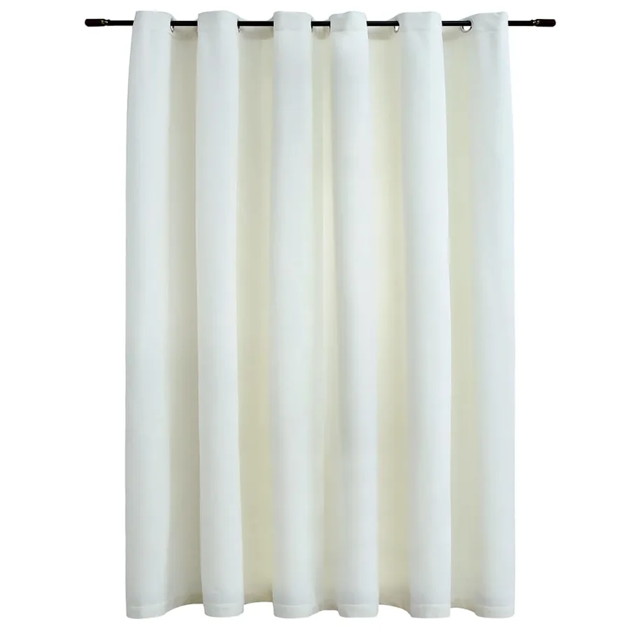 Rideau occultant avec anneaux en métal Velours Crème 290x245 cm - 2