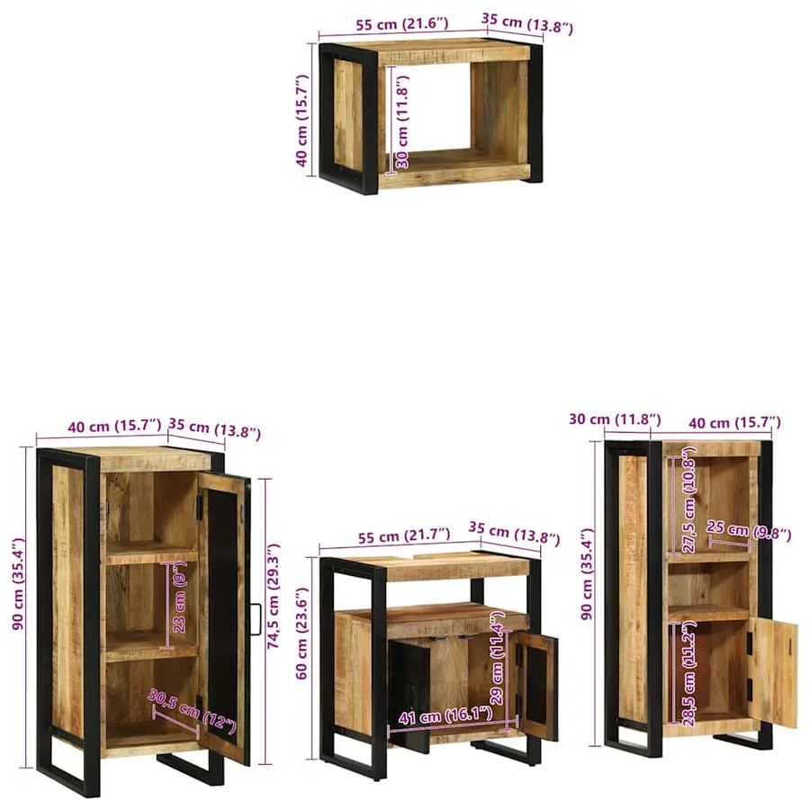 Ensemble de mobilier de salle de bain avec tiroir 4 pcs - 17