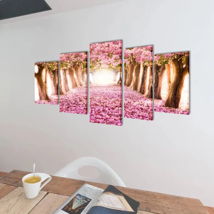 Set de toiles murales imprimées Cerisiers en fleurs 100 x 50 cm - 2