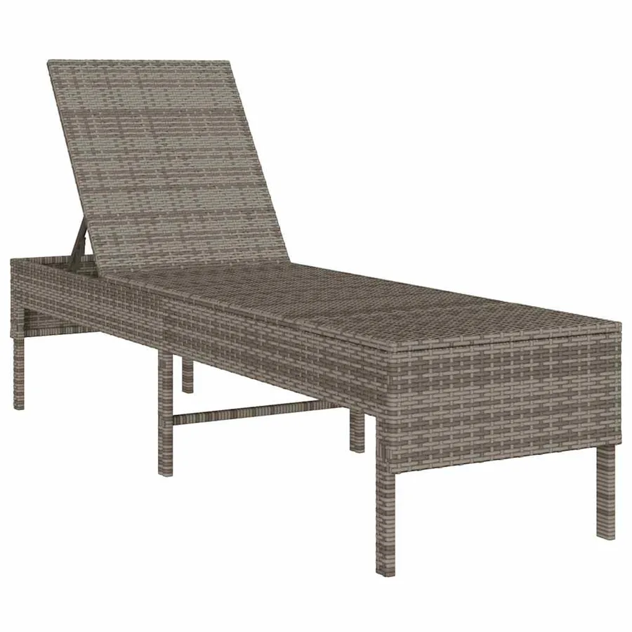 Transat avec coussin gris 55x200x44cm résine tressée - 4