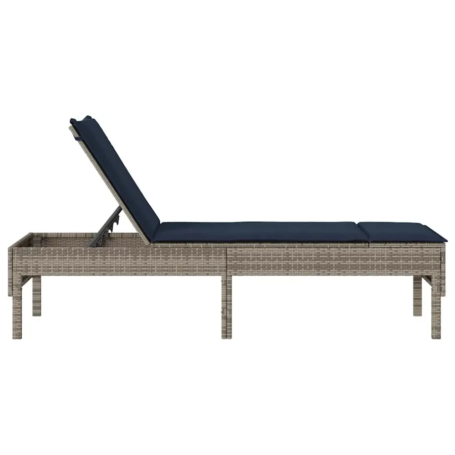 Transat avec coussin gris 55x200x44cm résine tressée - 6