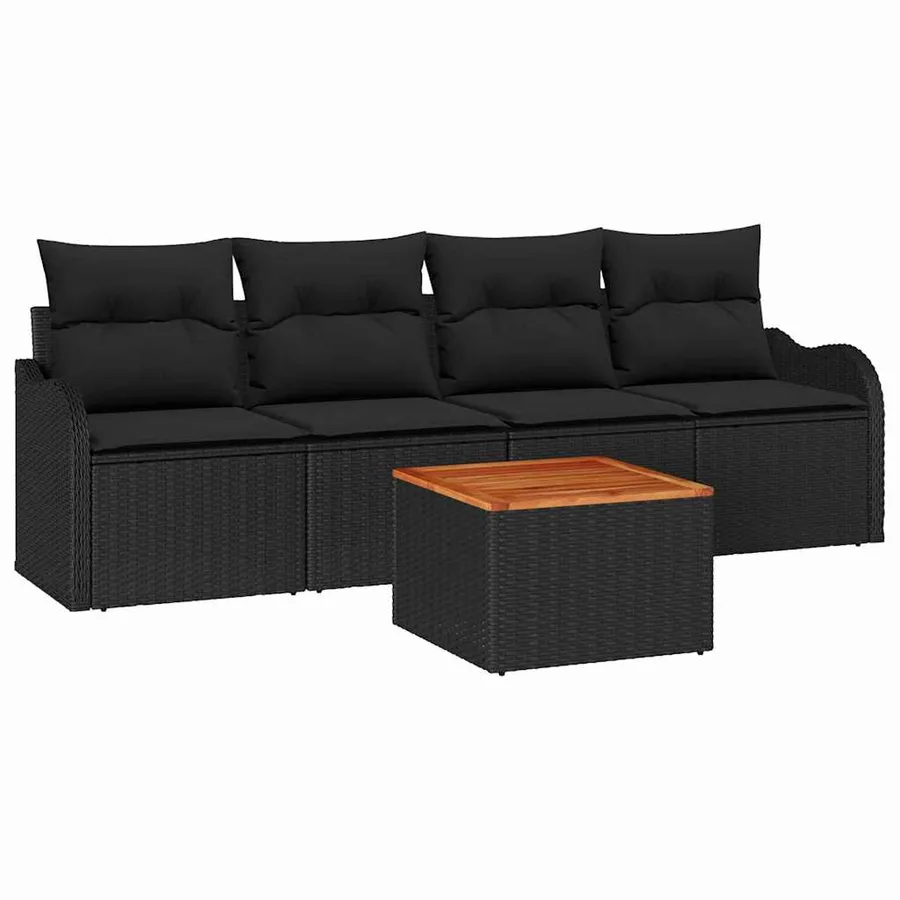 Ensemble de canapé de jardin avec stockage 5 pcs Noir polyrotin - 2