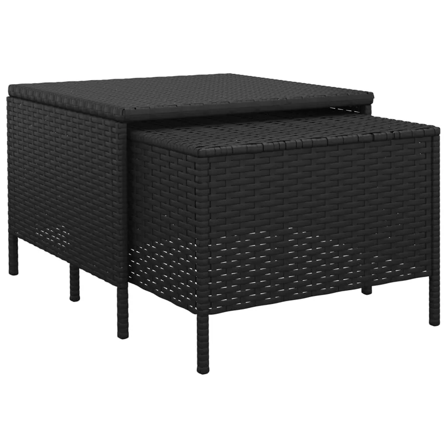 Salon de jardin 3 pcs avec coussins Noir Résine tressée - 8