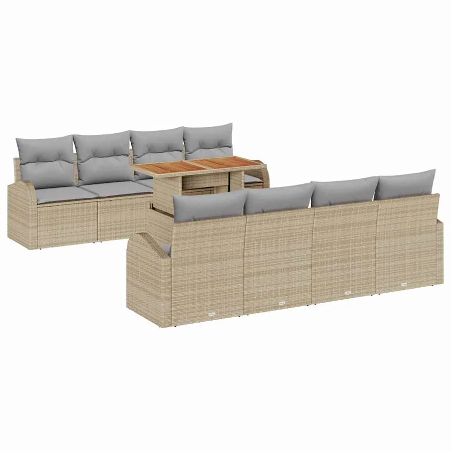 Ensemble de canapé de jardin 7 pcs beige et gris clair - 2