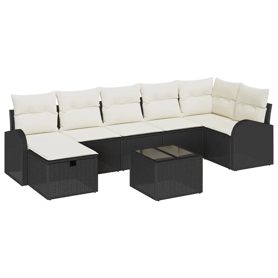 Ensemble de Canapés avec coussin Noir et Crème polyrotin - 2