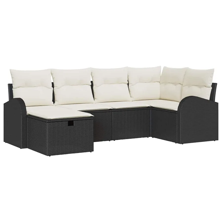 Ensemble de Canapés avec coussin Noir et Crème polyrotin - 2