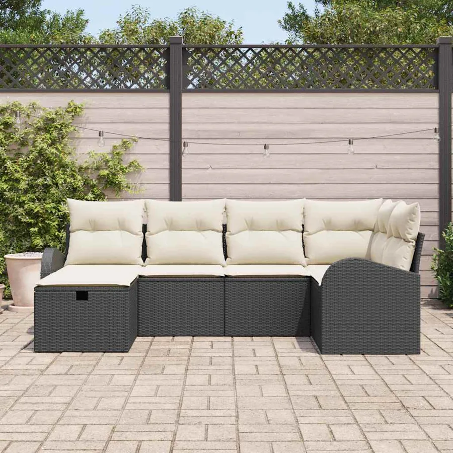 Ensemble de Canapés avec coussin Noir et Crème polyrotin - 3