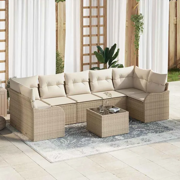 Ensemble de canapé de jardin Beige 55 x 55 x 37 cm polyrotin