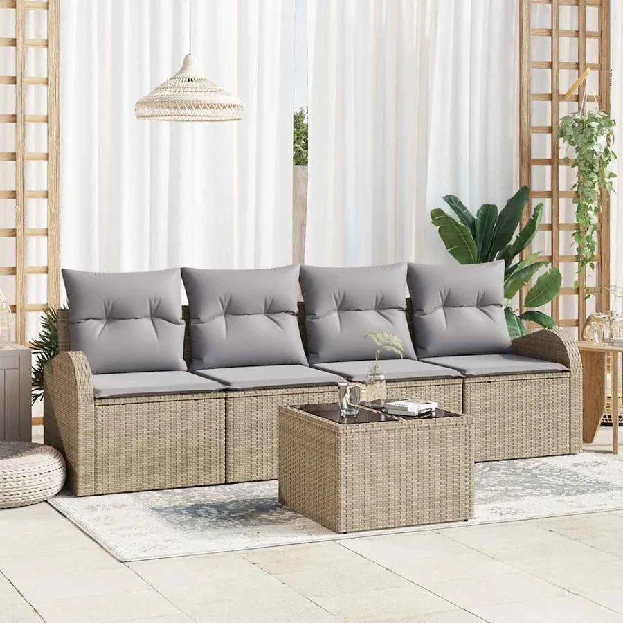Ensemble de canapé de jardin Beige 55 x 55 x 37 cm polyrotin