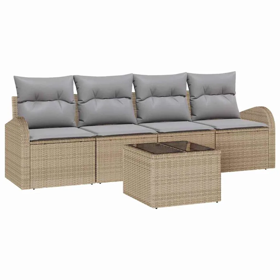 Ensemble de canapé de jardin Beige 55 x 55 x 37 cm polyrotin - 2