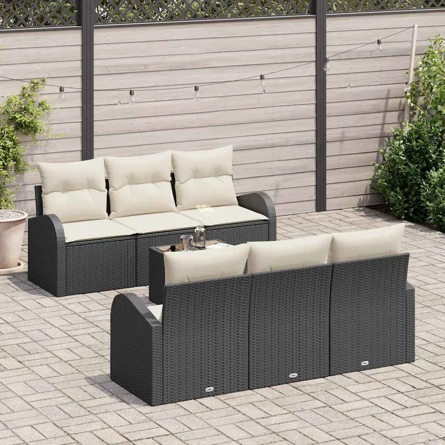 Ensemble de canapé de jardin Noir 55 x 55 x 37 cm polyrotin - 3