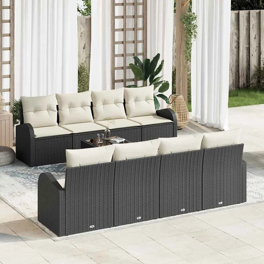 Ensemble de canapé de jardin Noir 55 x 55 x 37 cm polyrotin