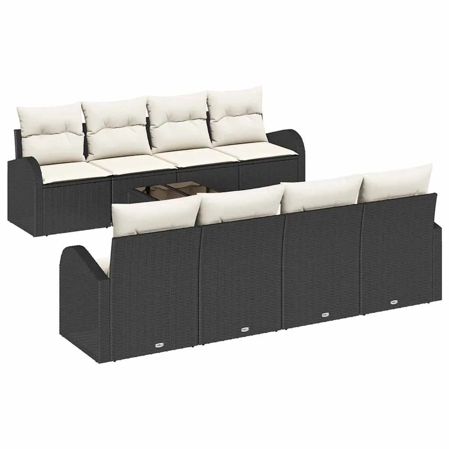 Ensemble de canapé de jardin Noir 55 x 55 x 37 cm polyrotin - 2