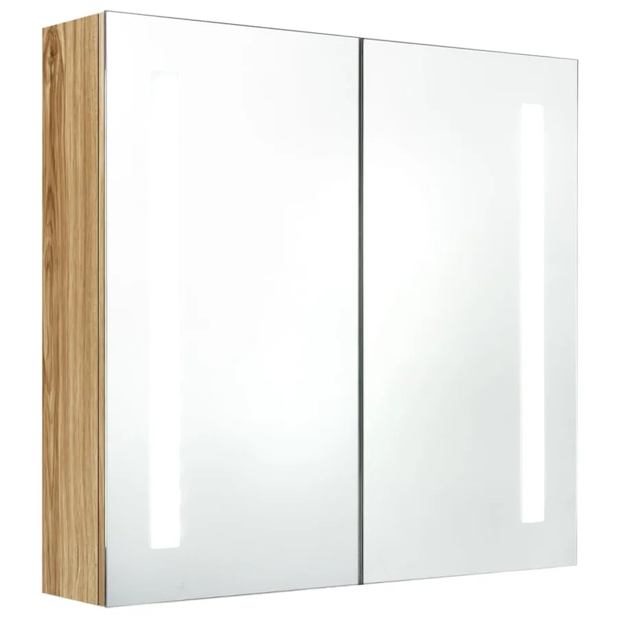 Armoire de salle de bain à miroir LED Chêne 62x14x60 cm - 2