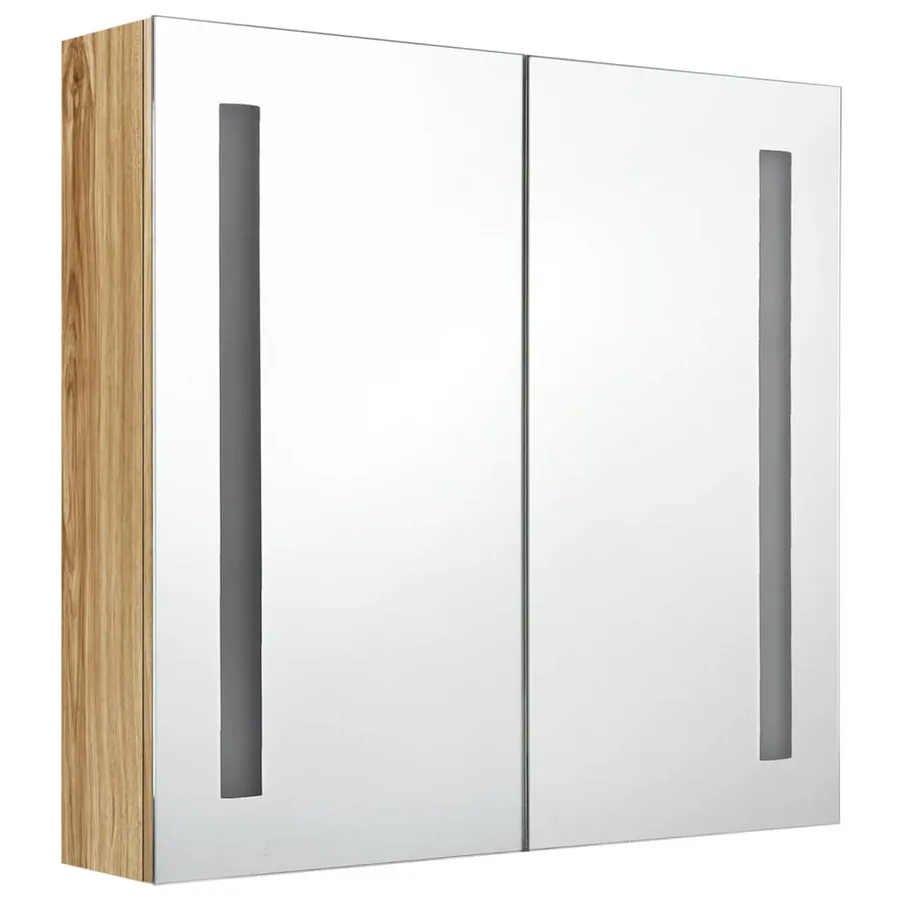 Armoire de salle de bain à miroir LED Chêne 62x14x60 cm - 3