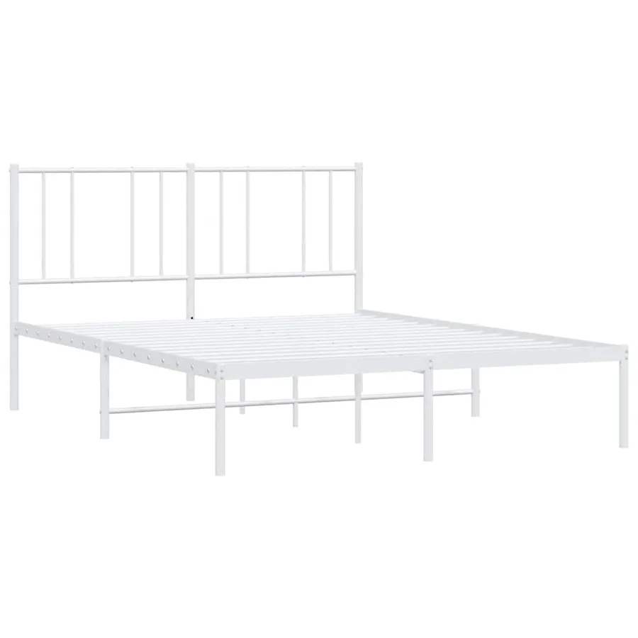 Cadre de lit métal sans matelas et tête de lit blanc 120x200 cm - 3