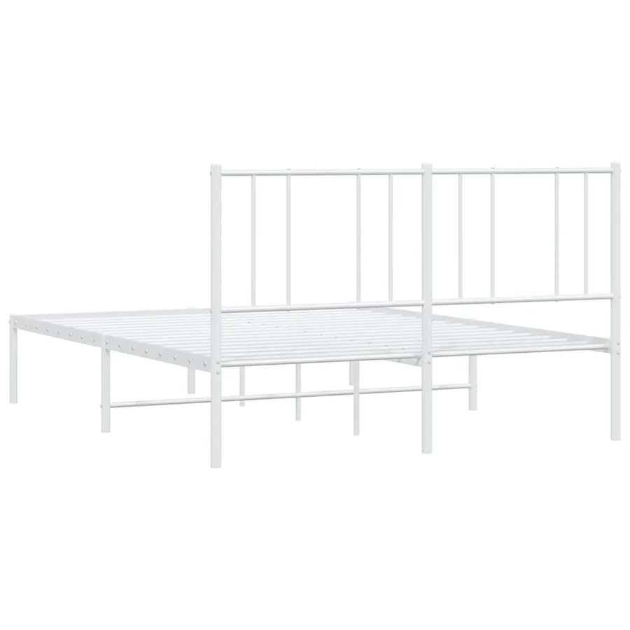 Cadre de lit métal sans matelas et tête de lit blanc 120x200 cm - 8
