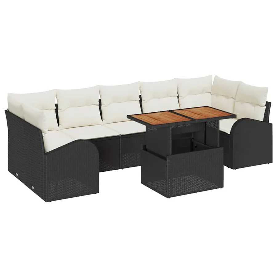 Ensemble de canapé de jardin avec coussin 8 pcs Noir et crème - 2