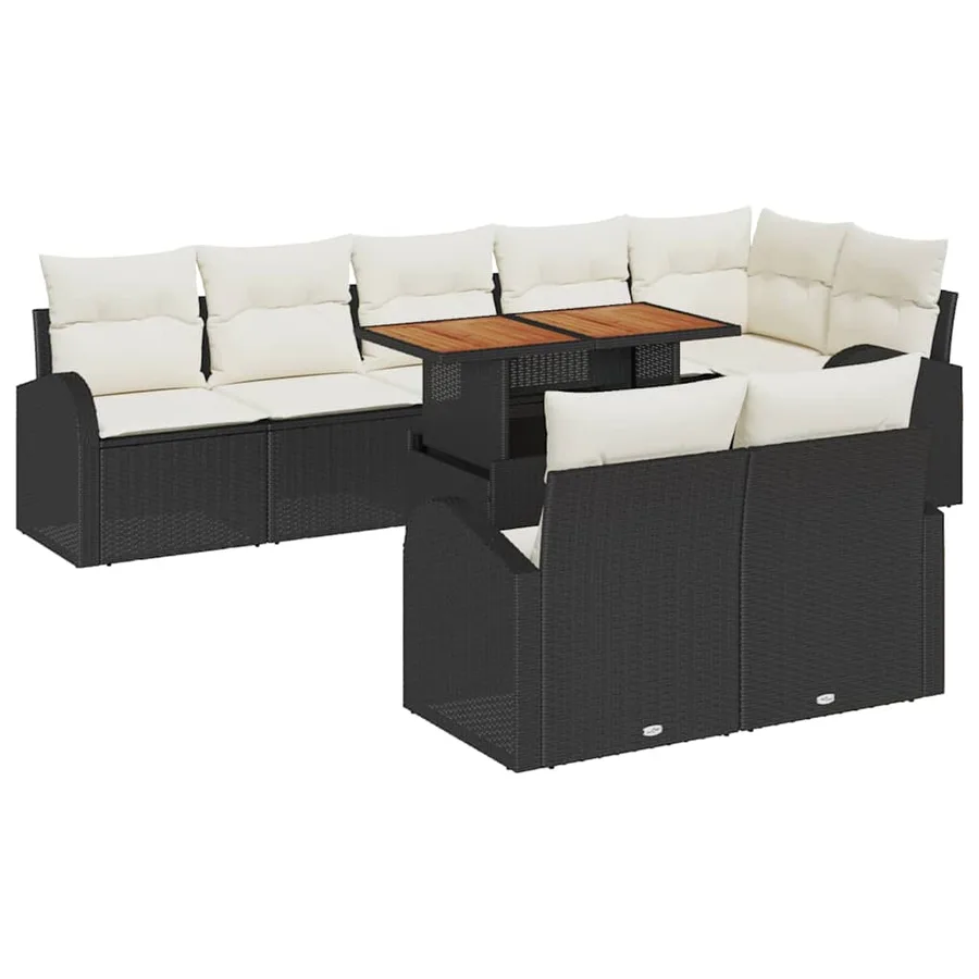Ensemble de canapé de jardin avec coussin 9 pcs Noir et crème - 2